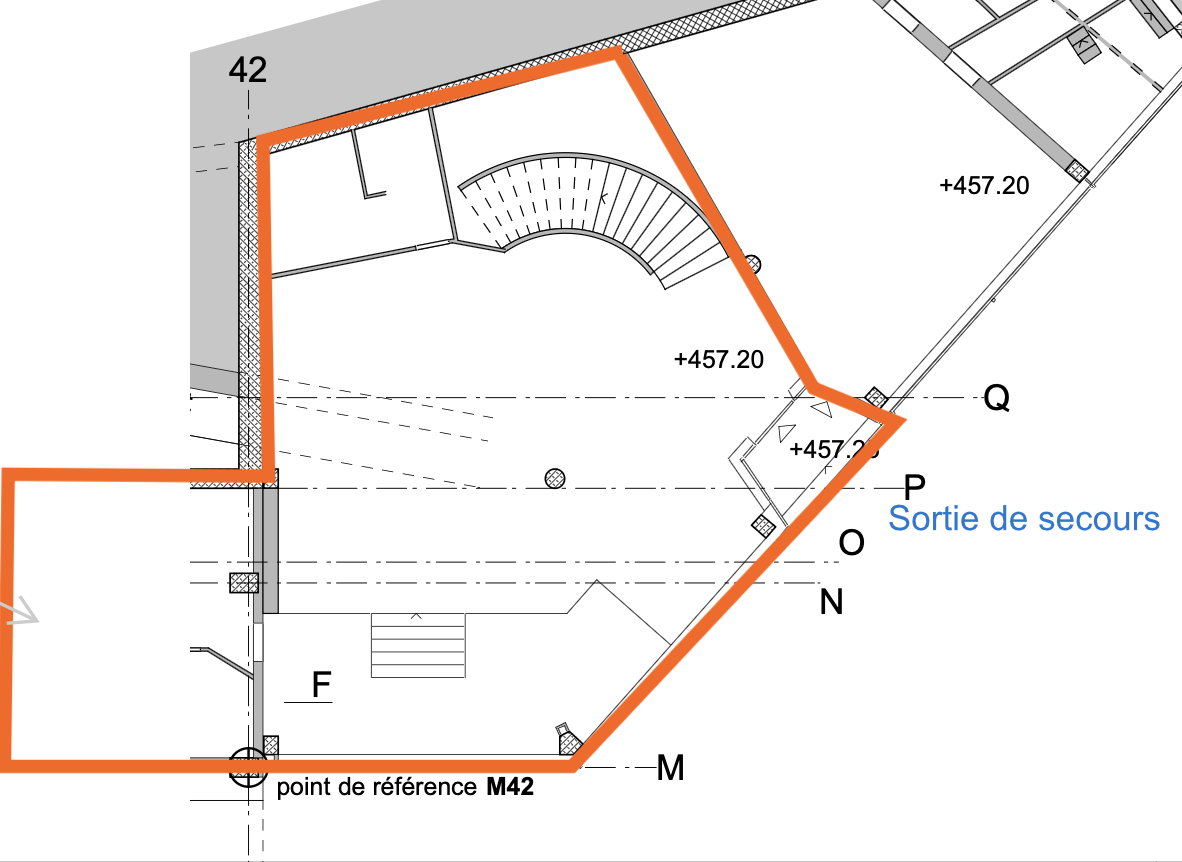 Niveau inférieur · +457.20 · sortie de secours